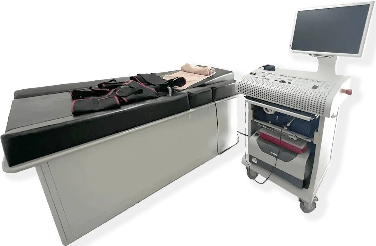 eecp_treatment_cardio-med-bed-barrie_ontario_Canada Image of the EECP Cardio Bed & computer heart monitor